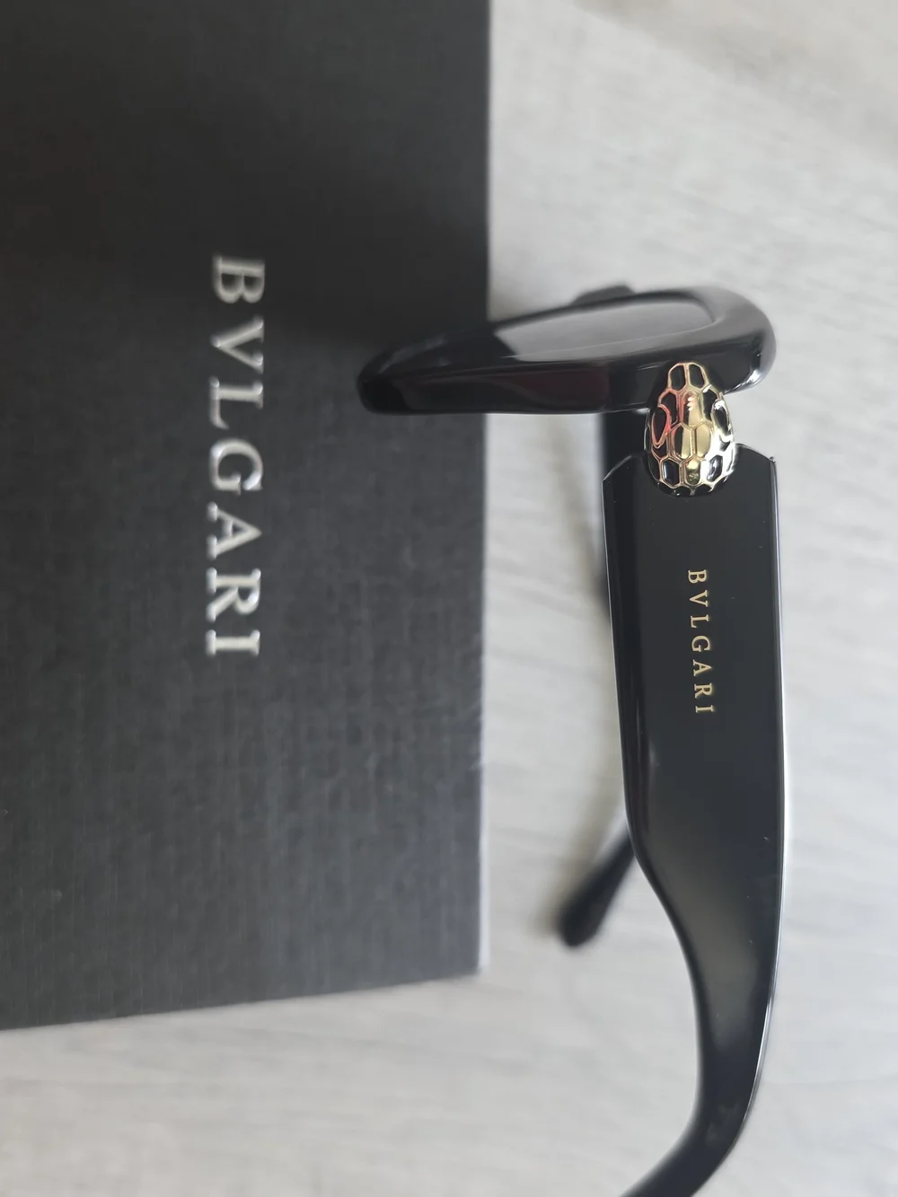 Bulgari Black Cat-Eye Sunglasses with Gold Accent